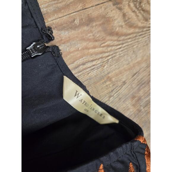 eshakti Wayward Fancies Black Autumn Leaves Embroidered Blouse XS/2 Orange - Picture 5 of 7